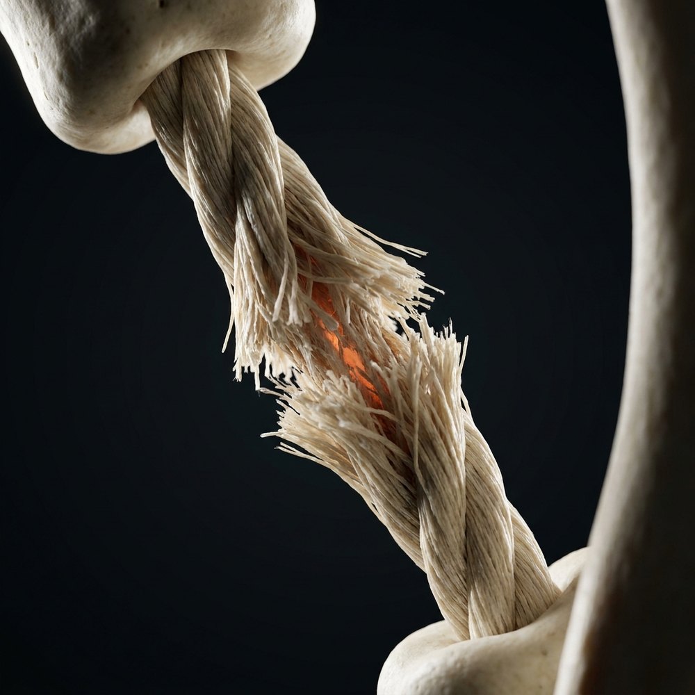 Knee — patellar cable frayed mid-span under load